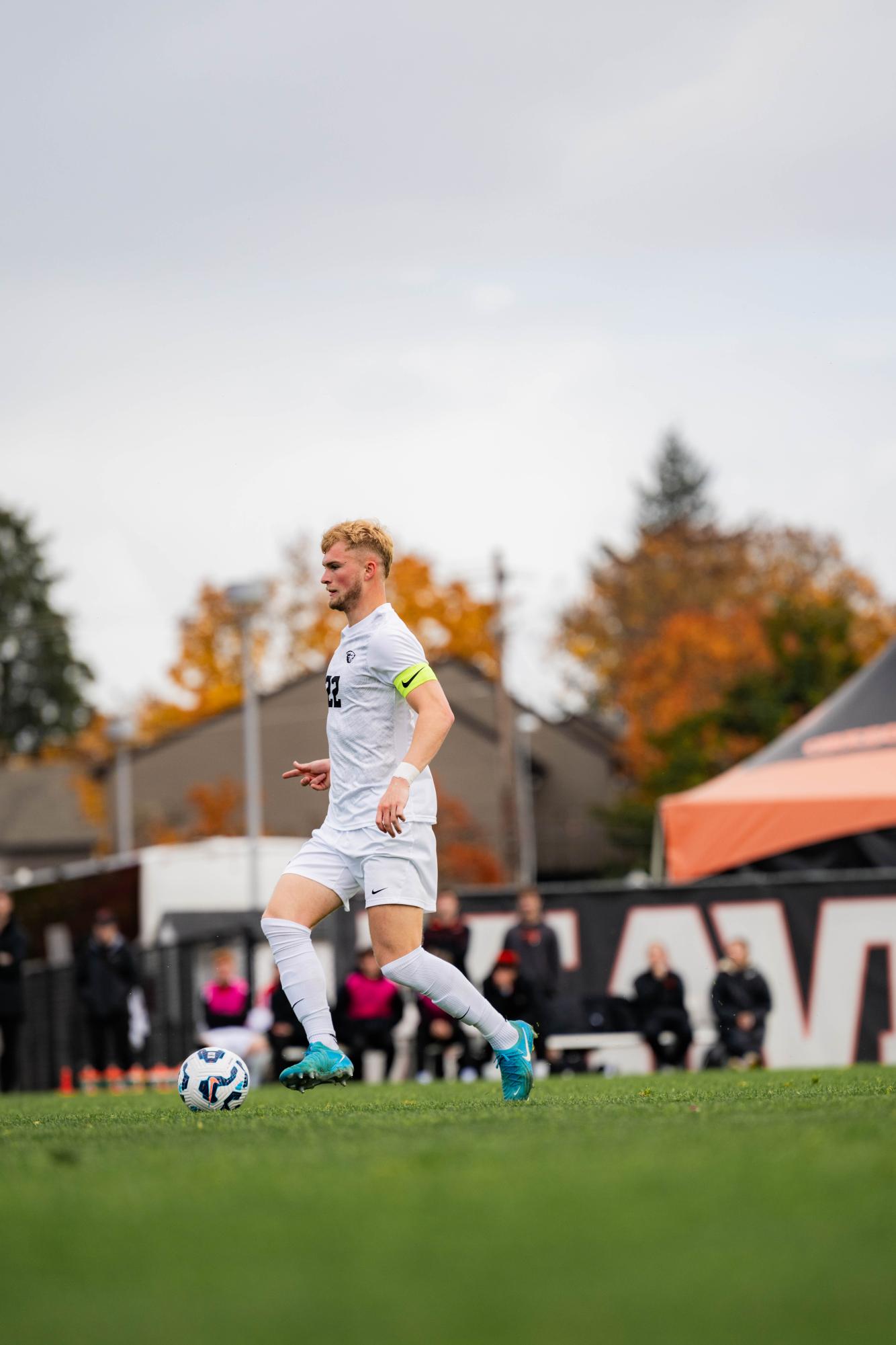 Defender Nicklas Lund (#23) is about to pass the ball in a home game against San Francisco on Nov 3, 2024 at Paul Lorenz Field