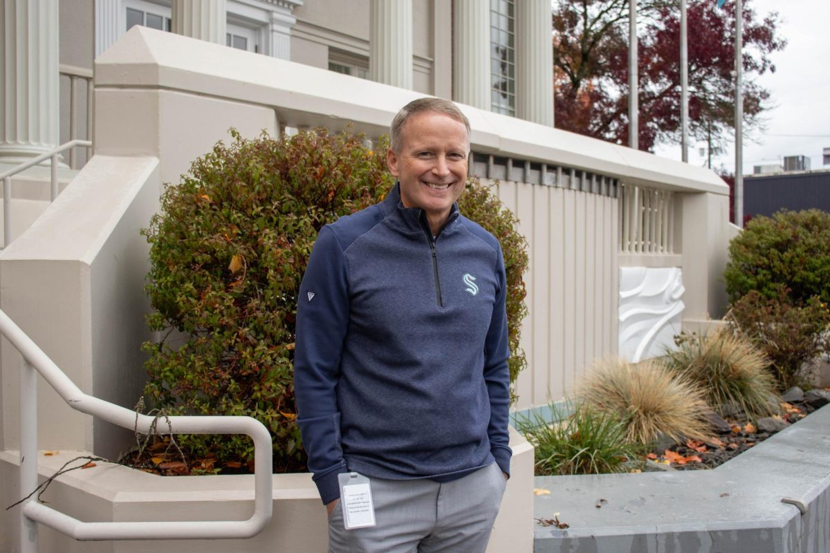 Corvallis City Manager Mark Shepard, stands outside of his office at the city hall in downtown Corvallis Nov. 1, 2024.