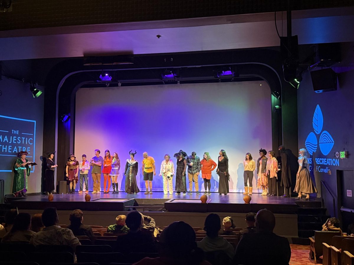 Contestants of the costume contest take the stage during intermission. Auidence members got the chance to vote for their favorite. 