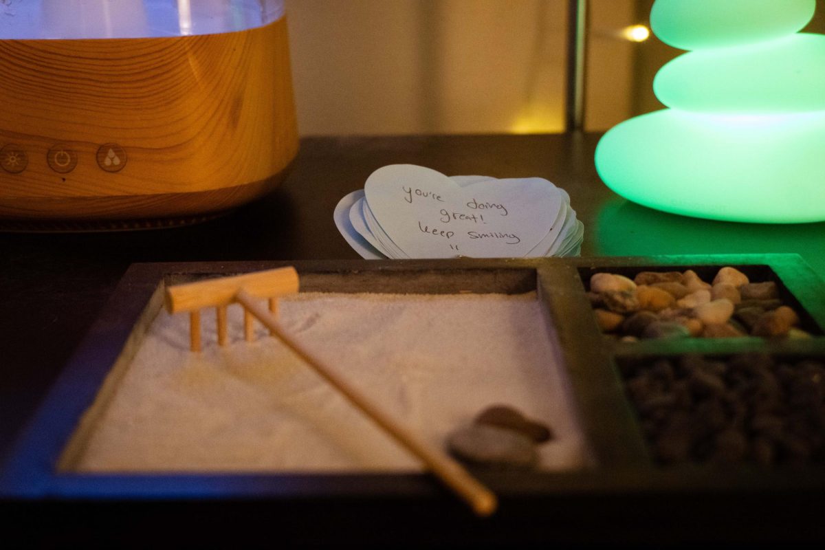 Items in The Mind Spa sit at Counseling and Psychological Services in Snell Hall on Oct. 15, 2025. The Mind Spa is available for the Oregon State University community to decompress.