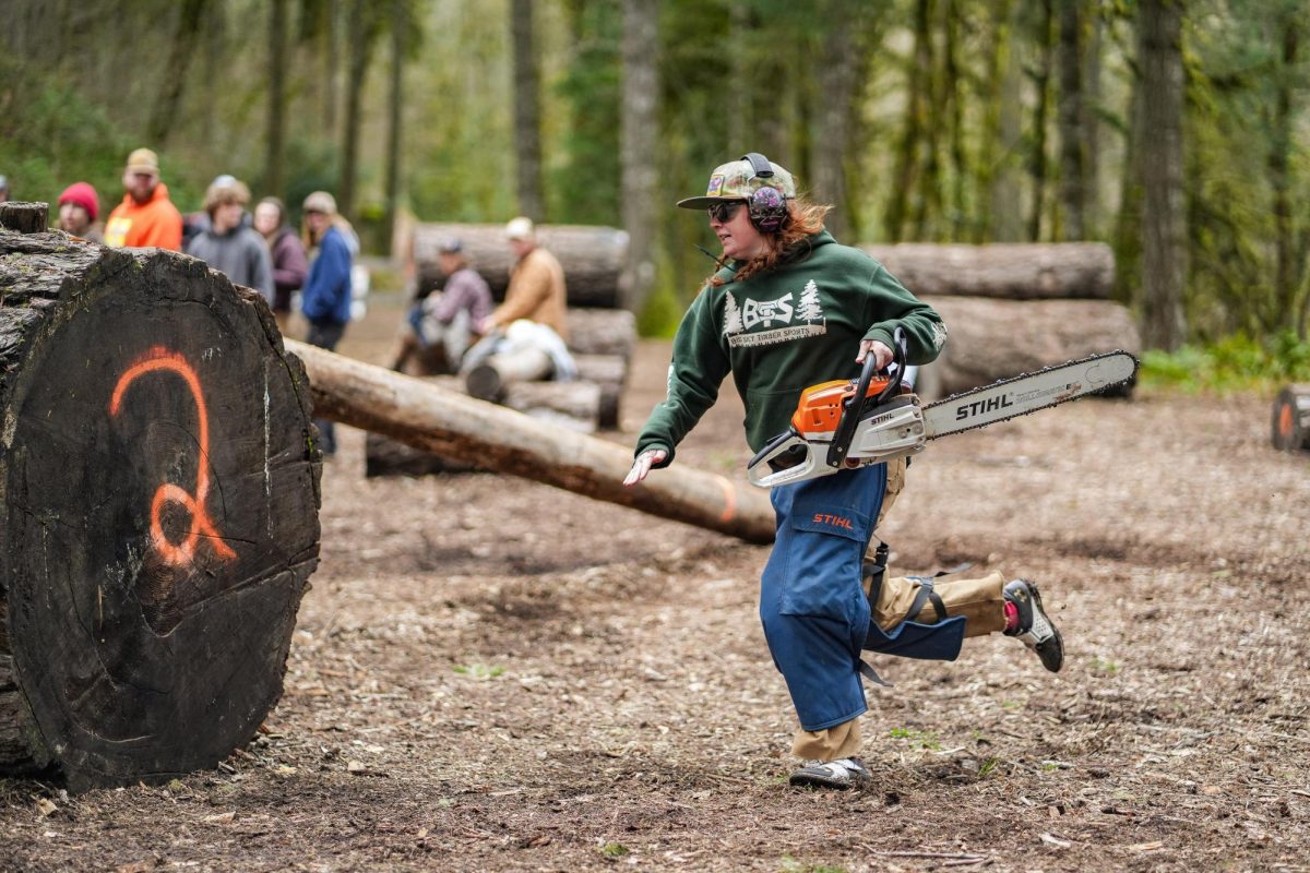 A student from Montana State races to the finish