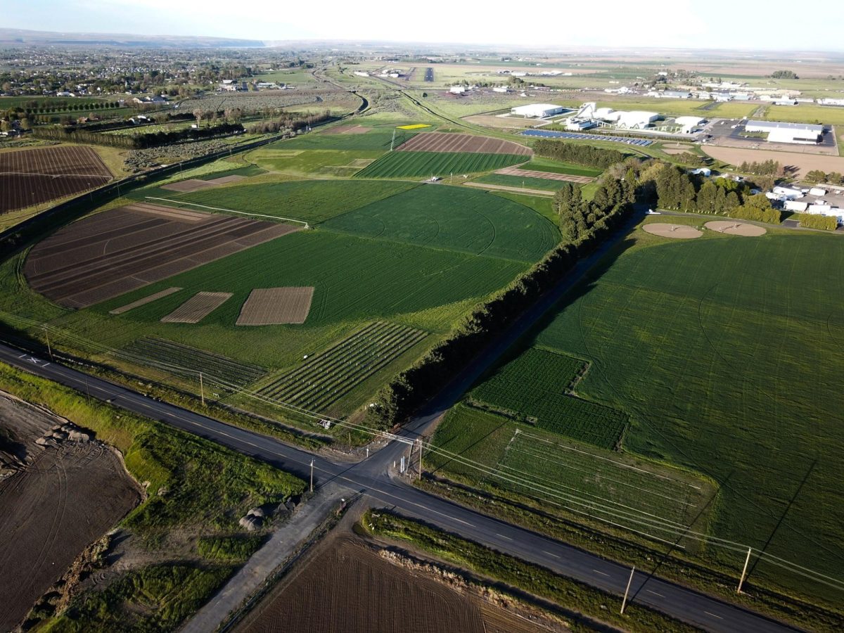 Aerial view of the Hermiston Agricultural Research and Extension Center in Hermiston, Oregon.